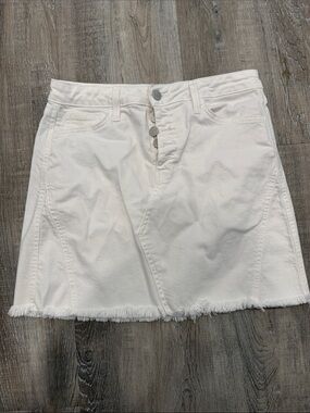 Just Black White Frayed Hem Denim Skirt sz l